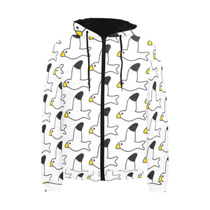 Seagull Pattern Print Design 05 Men's Padded Hooded Jacket