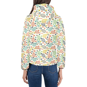 Tennis Pattern Print Design 03 Women's Padded Hooded Jacket