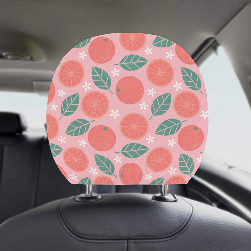 Grapefruit leaves flower pink background Car Headrest Cover
