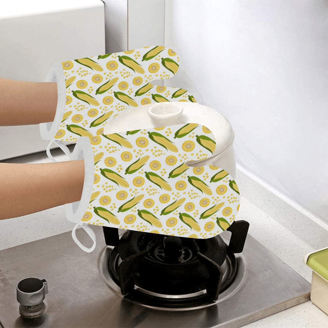 Corn Pattern Print Design 05 Heat Resistant Oven Mitts