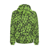 Green hop pattern Men's Padded Hooded Jacket
