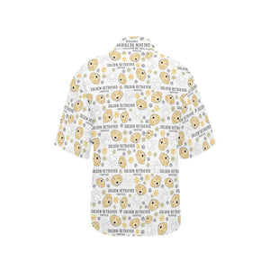 Golden Retriever Pattern Print Design 04 Women's All Over Print Hawaiian Shirt
