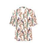 Peacock tropical flower pattern Women's All Over Print Hawaiian Shirt