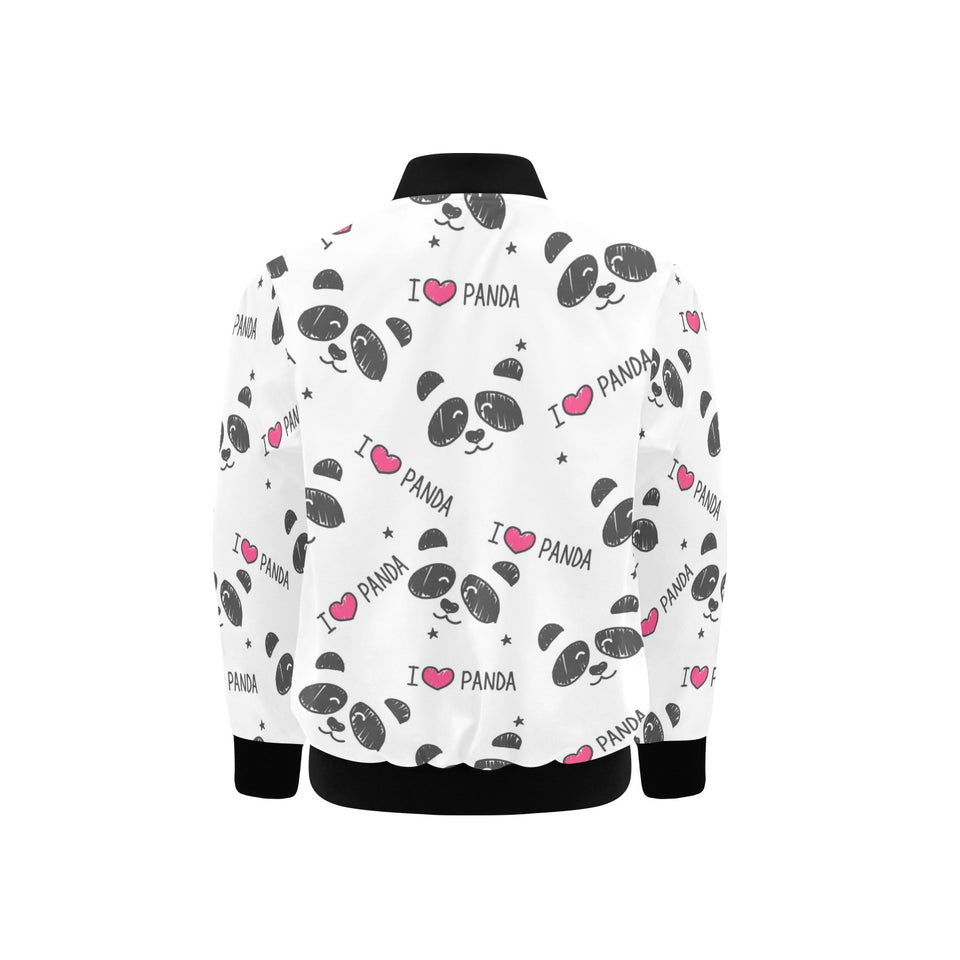 Hand Drawn faces of pandas pattern Kids' Boys' Girls' Bomber Jacket