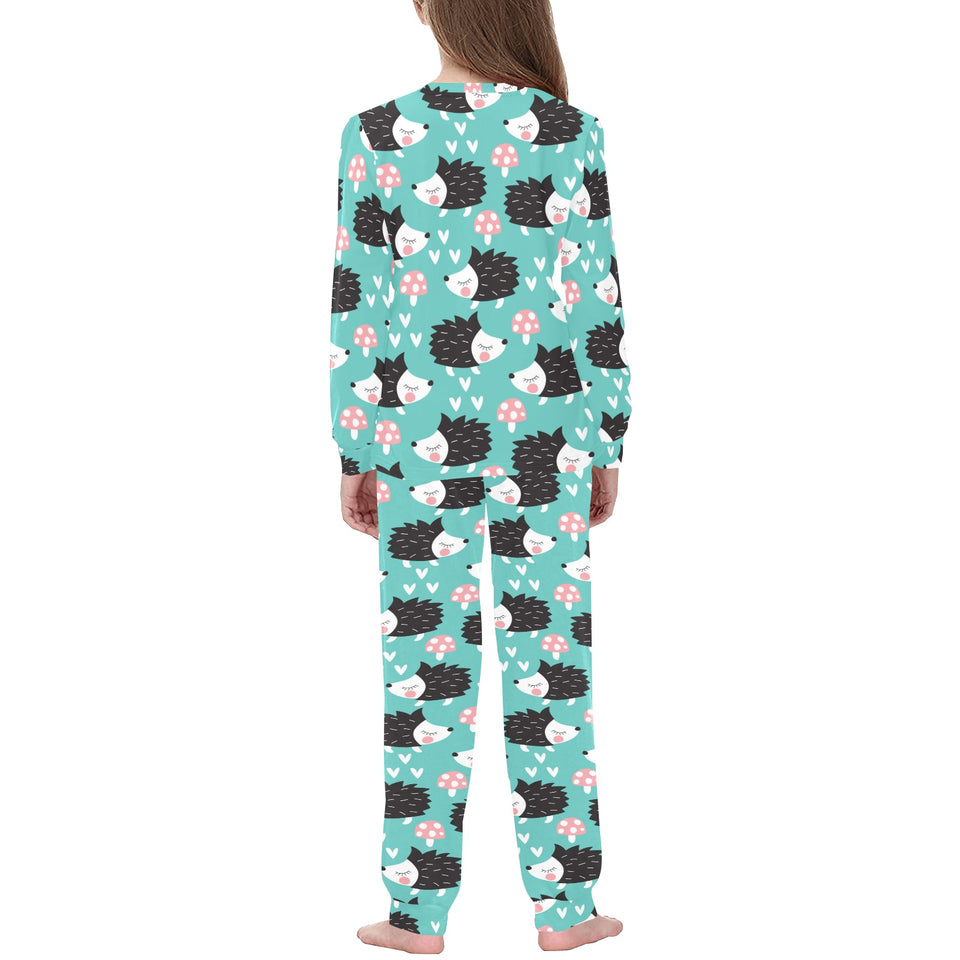 Hedgehog Pattern Print Design 03 Kids' Boys' Girls' All Over Print Pajama Set