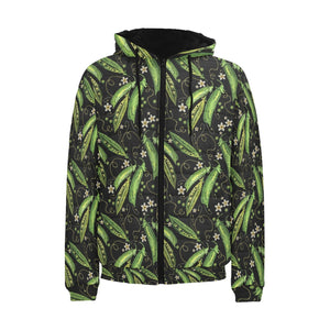 Green Peas Pattern Print Design 02 Men's Padded Hooded Jacket