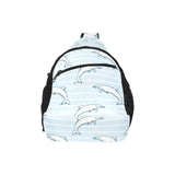 Dolphin blue striped background All Over Print Chest Bag