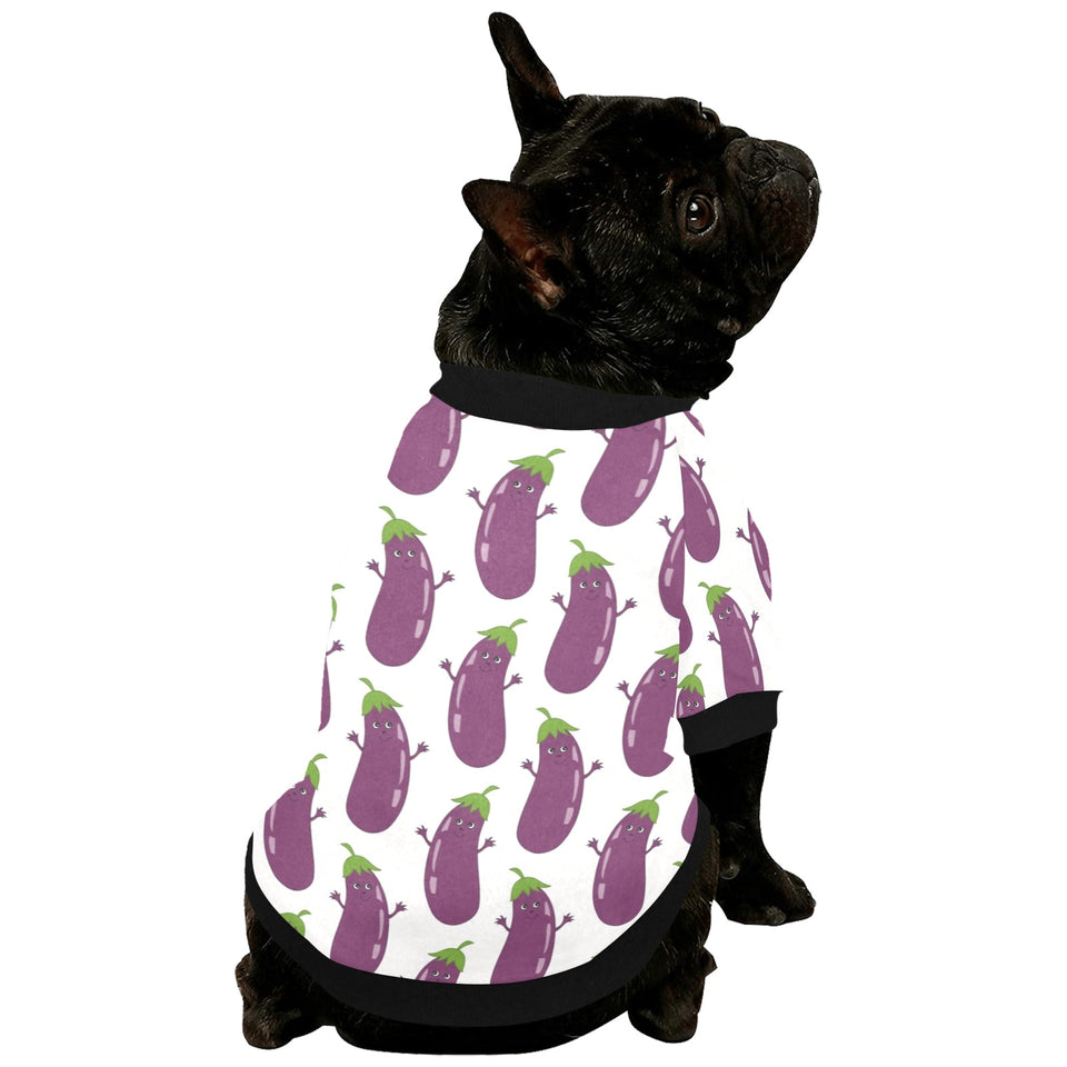 Eggplant Pattern Print Design 01 All Over Print Pet Dog Round Neck Fuzzy Shirt