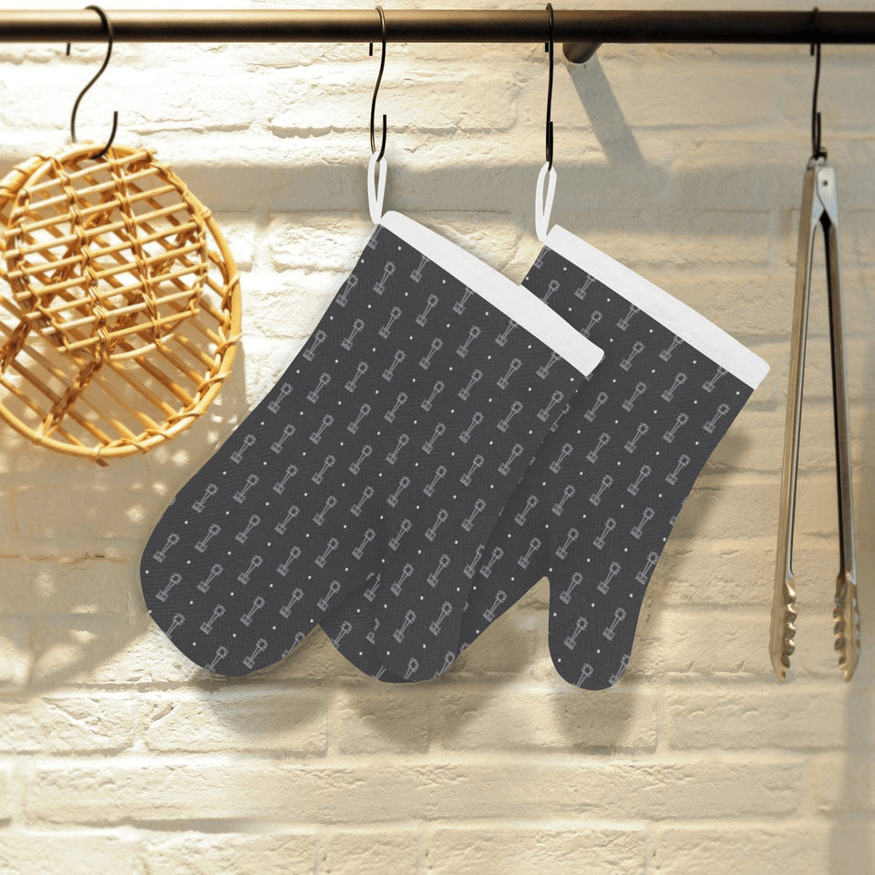 Engine Piston Black Background Pattern Design 02 Heat Resistant Oven Mitts