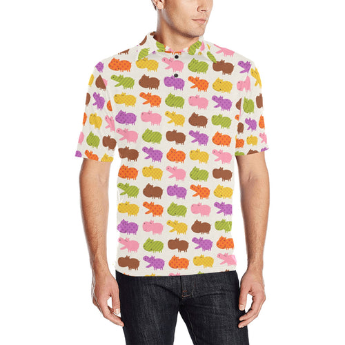 Hippopotamus Pattern Print Design 01 Men's All Over Print Polo Shirt