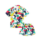 watercolor bowling ball pins Kids' Boys' Girls' V-Neck Short Pajama Set
