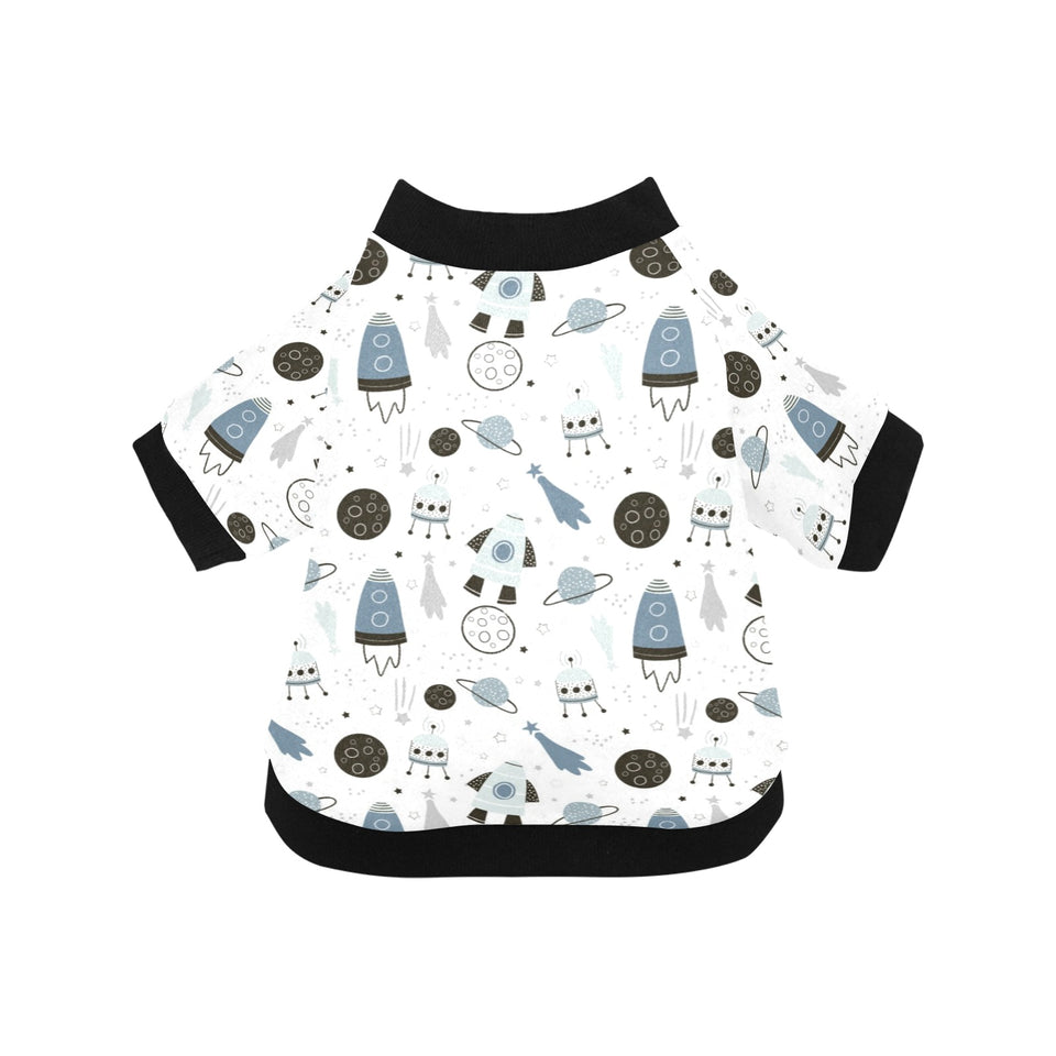 Hand drawn space elements space rocket star planet All Over Print Pet Dog Round Neck Fuzzy Shirt
