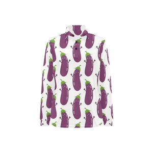 Eggplant Pattern Print Design 01 Women's Long Sleeve Polo Shirt