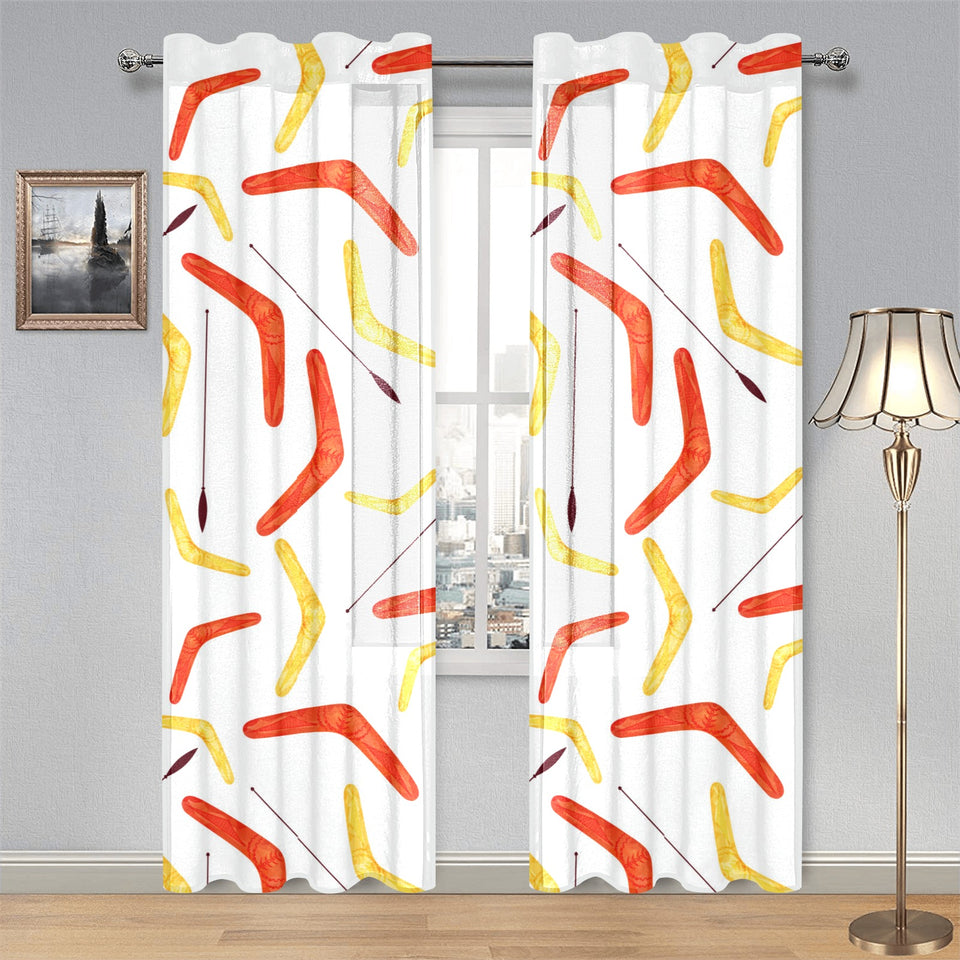 Waterclor boomerang Australian aboriginal ornament Gauze Curtain