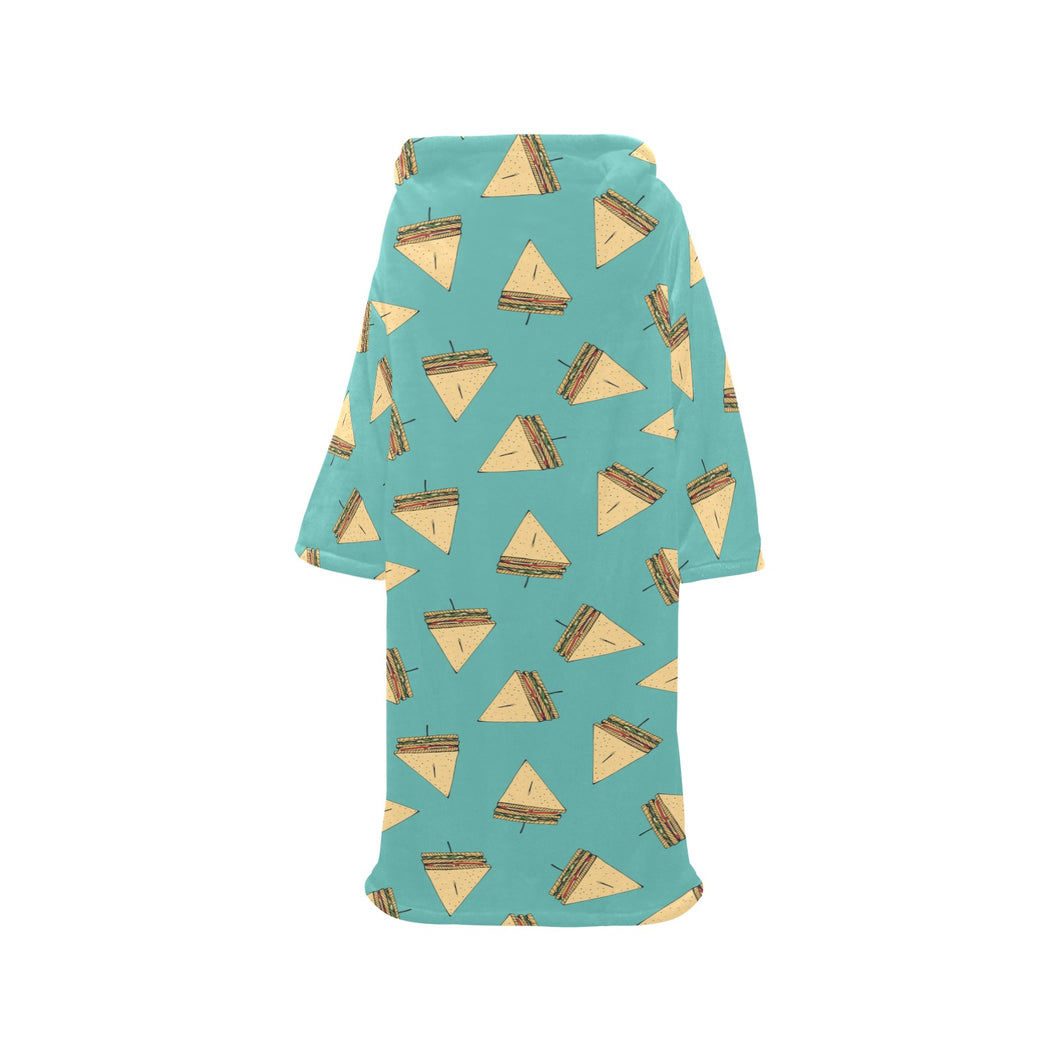 Sandwich Pattern Print Design 03 Blanket Robe with Sleeves