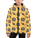 Boston terrier design pattern Kids' Boys' Girls' Padded Hooded Jacket