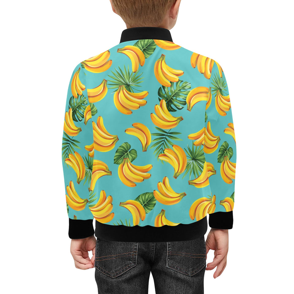 Banana Palm Leaves pattern background Kids' Boys' Girls' Bomber Jacket