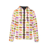 Hippopotamus Pattern Print Design 01 Women's Padded Hooded Jacket