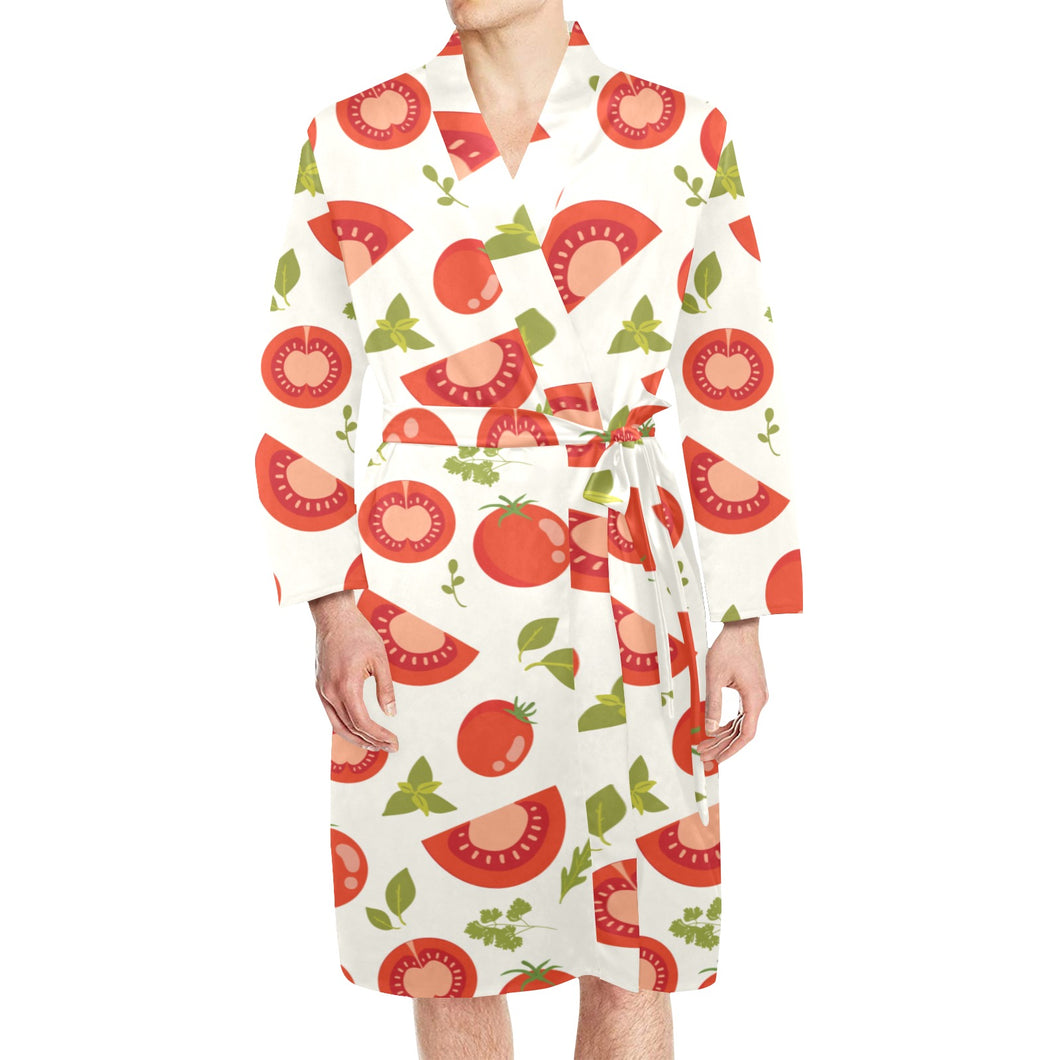 Tomato pattern Men's Long Sleeve Belted Night Robe
