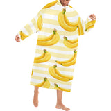 Banana pattern blackground Blanket Robe with Sleeves
