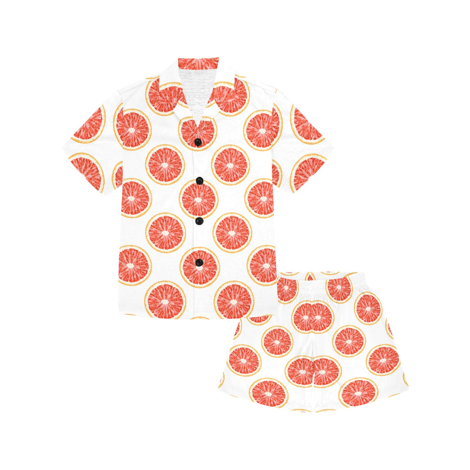 Grapefruit pattern Kids' Boys' Girls' V-Neck Short Pajama Set