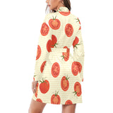 Tomato dot background Women's Long Sleeve Belted Night Robe
