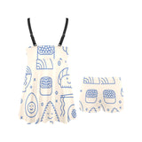 Cute sushi icon pattern Chest Sexy Pleated Two Piece Swim Dress