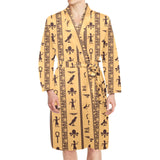 Egypt Hieroglyphics Pattern Print Design 02 Men's Long Sleeve Belted Night Robe
