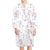Cute poodle dog star pattern Men's Long Sleeve Belted Night Robe