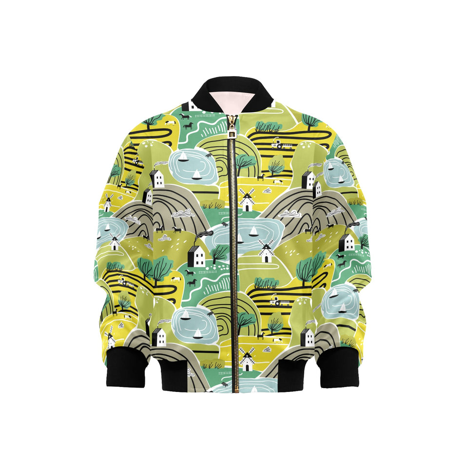 Hand drawn windmill pattern Kids' Boys' Girls' Bomber Jacket