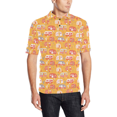 Camper Van Pattern Print Design 04 Men's All Over Print Polo Shirt
