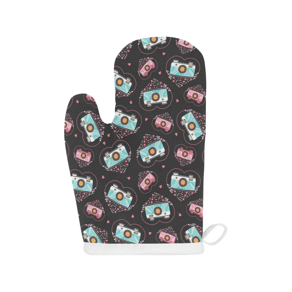 Camera Pattern Print Design 04 Heat Resistant Oven Mitts