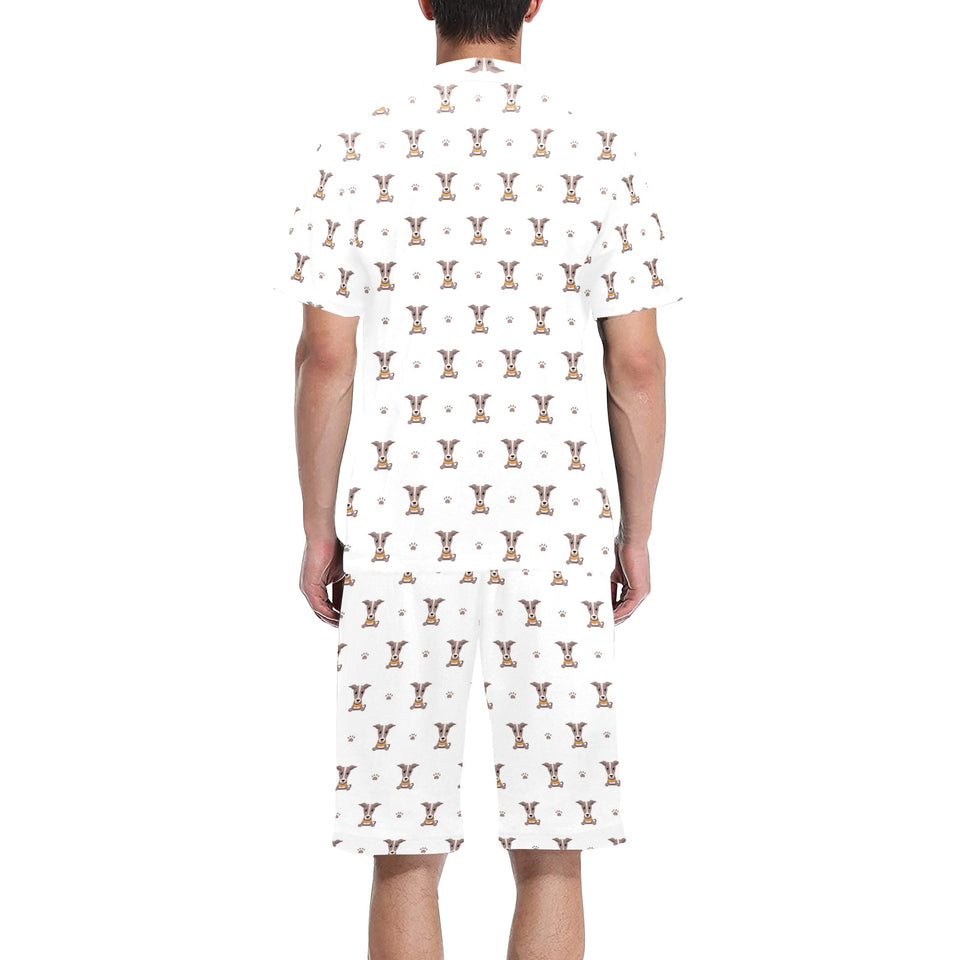 Greyhound Pattern Print Design 05 Men's V-Neck Short Pajama Set