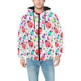 Ladybug Pattern Print Design 03 Men's Padded Hooded Jacket