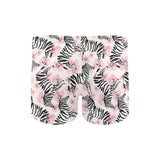 Zebra pink flower background Men's Swimming Trunks