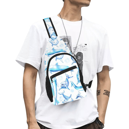 Watercolor dolphin pattern All Over Print Chest Bag
