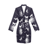 Chihuahua space helmet. astronaut pattern Women's Long Sleeve Belted Night Robe