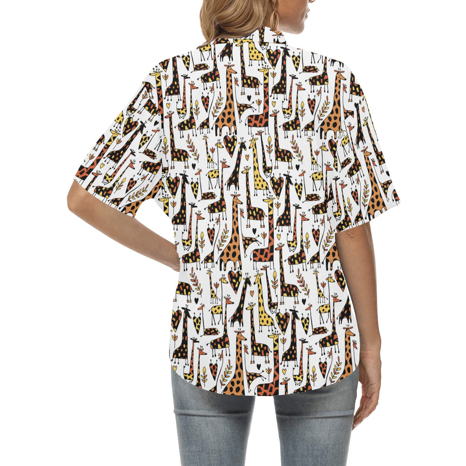 Giraffe Pattern Print Design 05 Women's All Over Print Hawaiian Shirt