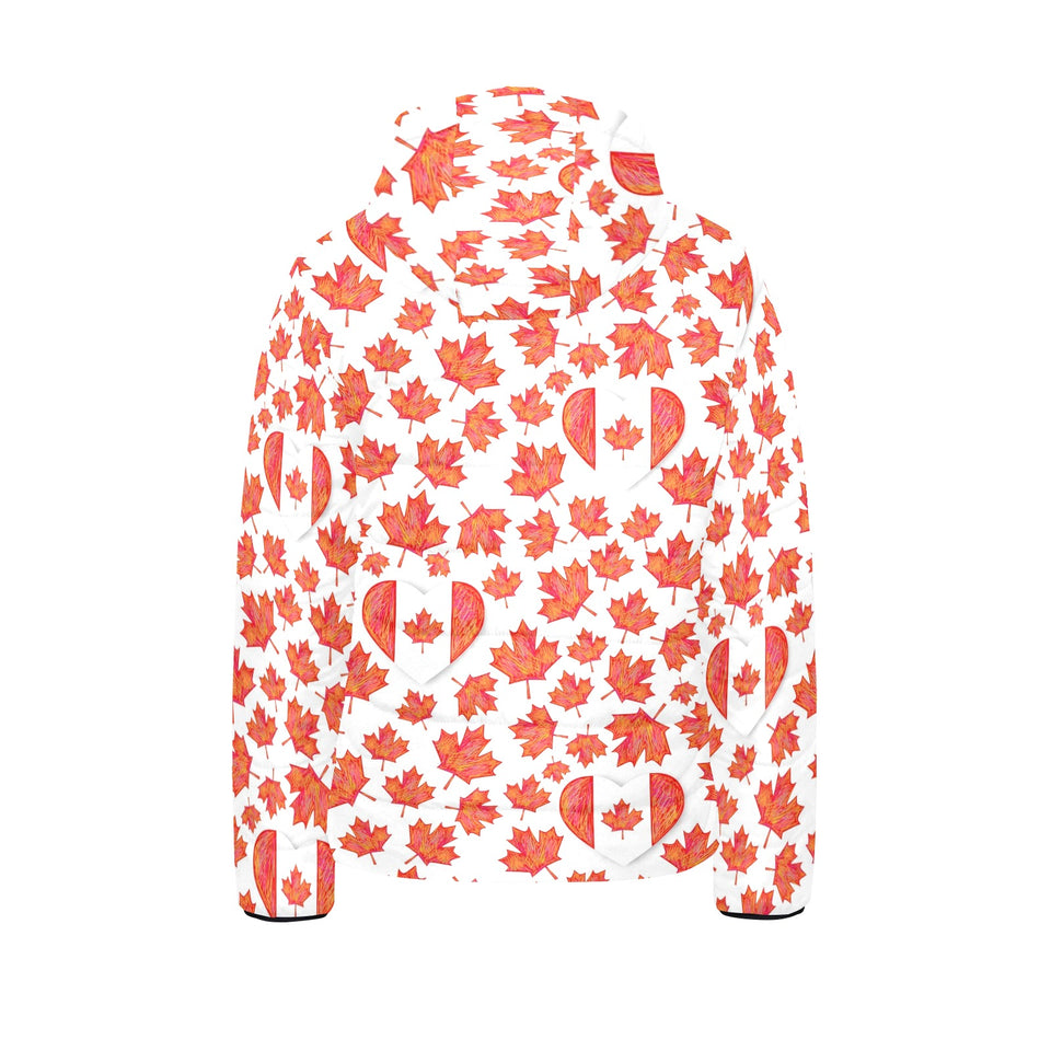 Canada Pattern Print Design 02 Kids' Boys' Girls' Padded Hooded Jacket