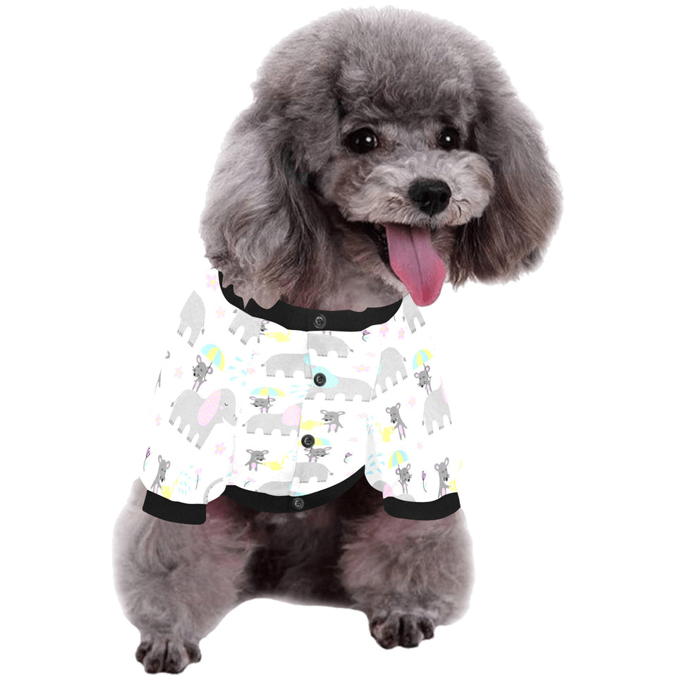 Cute elephant mouse pattern All Over Print Pet Dog Round Neck Fuzzy Shirt