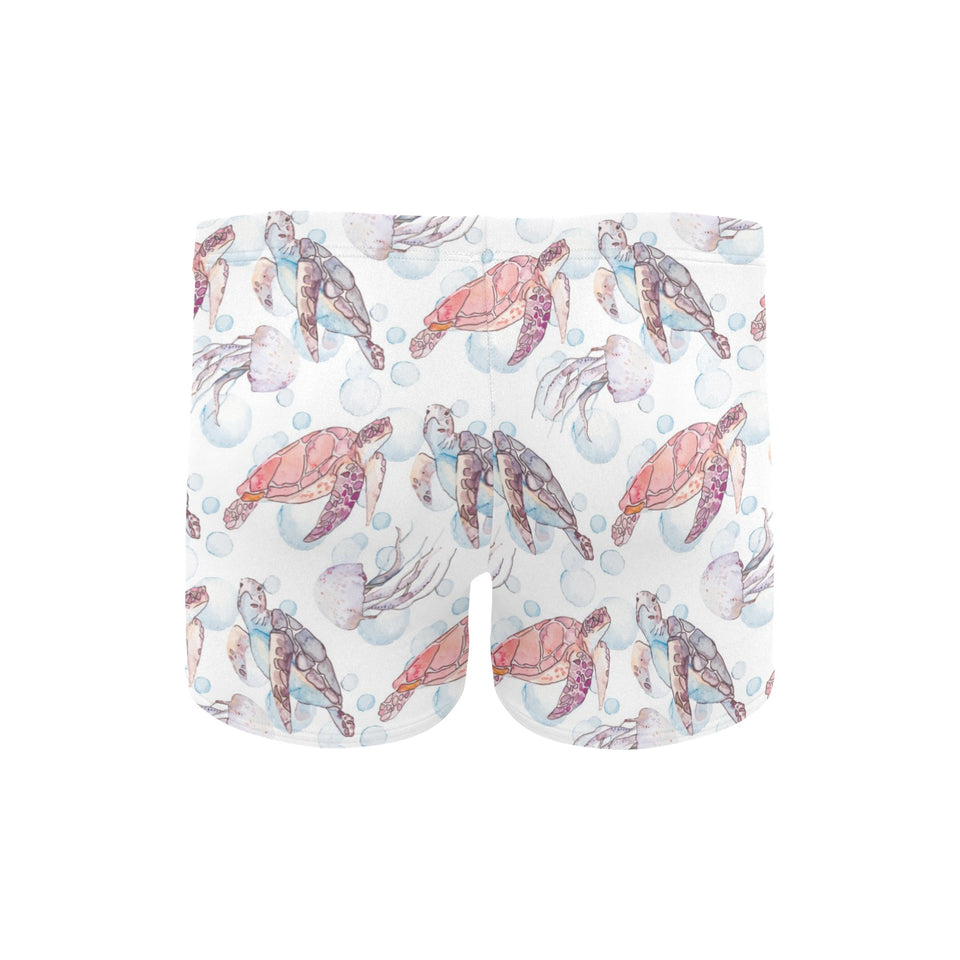 Watercolor sea turtle jellyfish pattern Men's Swimming Trunks