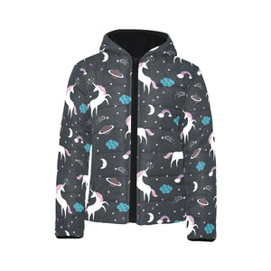 unicorn rainbows moon clound star pattern Kids' Boys' Girls' Padded Hooded Jacket