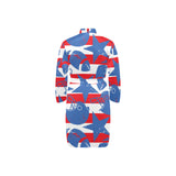 American football ball star stripes pattern Men's Long Sleeve Belted Night Robe