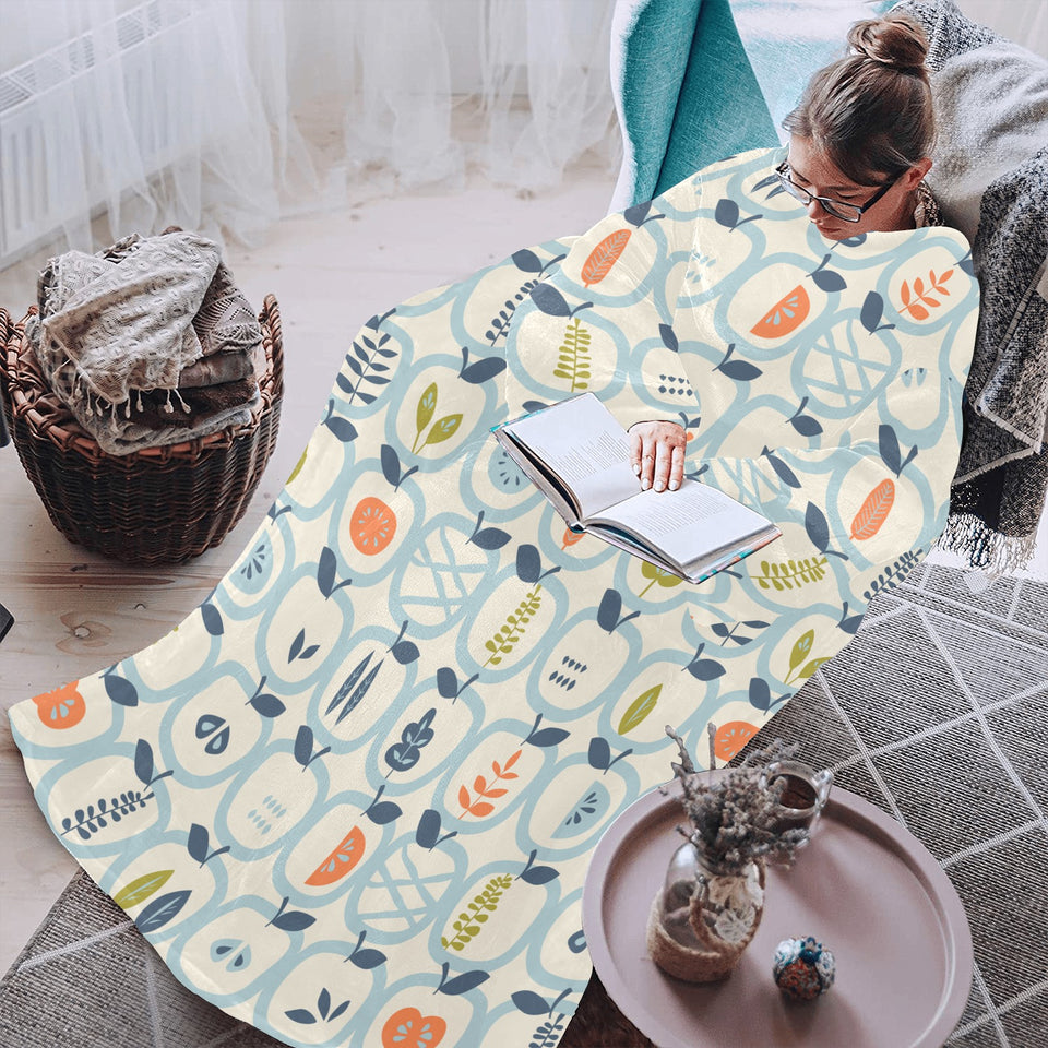 apples leaves pattern Blanket Robe with Sleeves