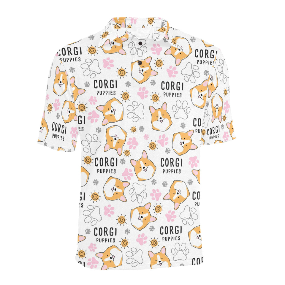 Corgi Dog Pattern Men's All Over Print Polo Shirt