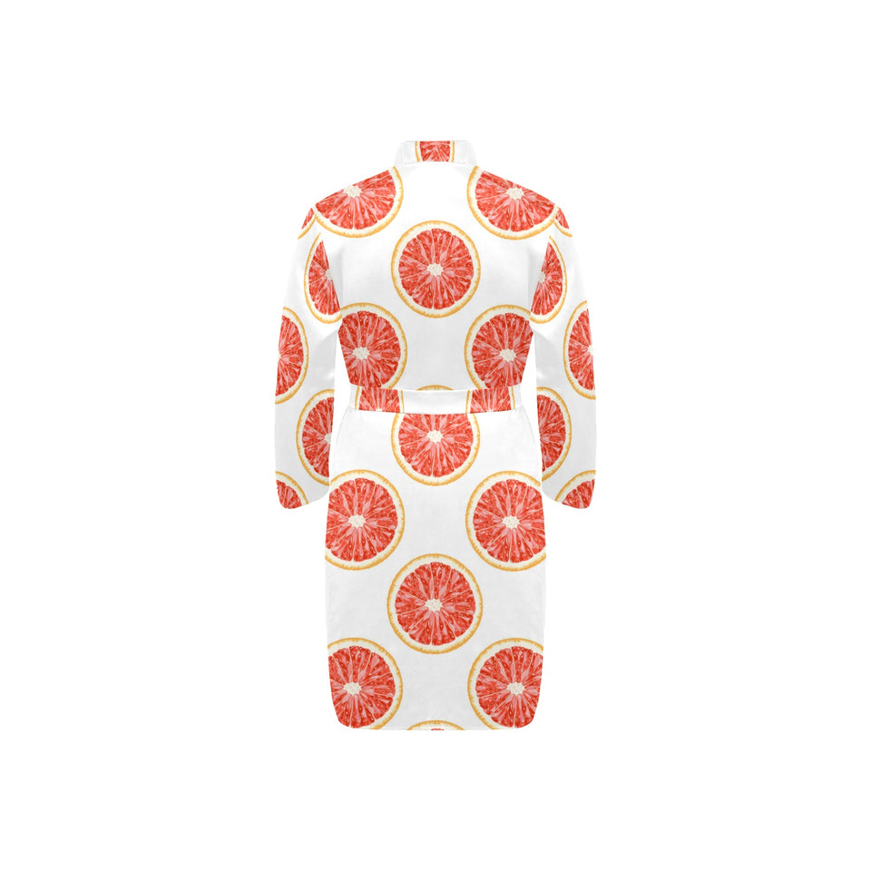 Grapefruit pattern Men's Long Sleeve Belted Night Robe