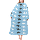 Stingray Pattern Print Design 03 Blanket Robe with Sleeves