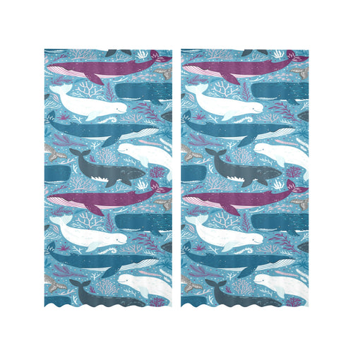 Whale design pattern Gauze Curtain