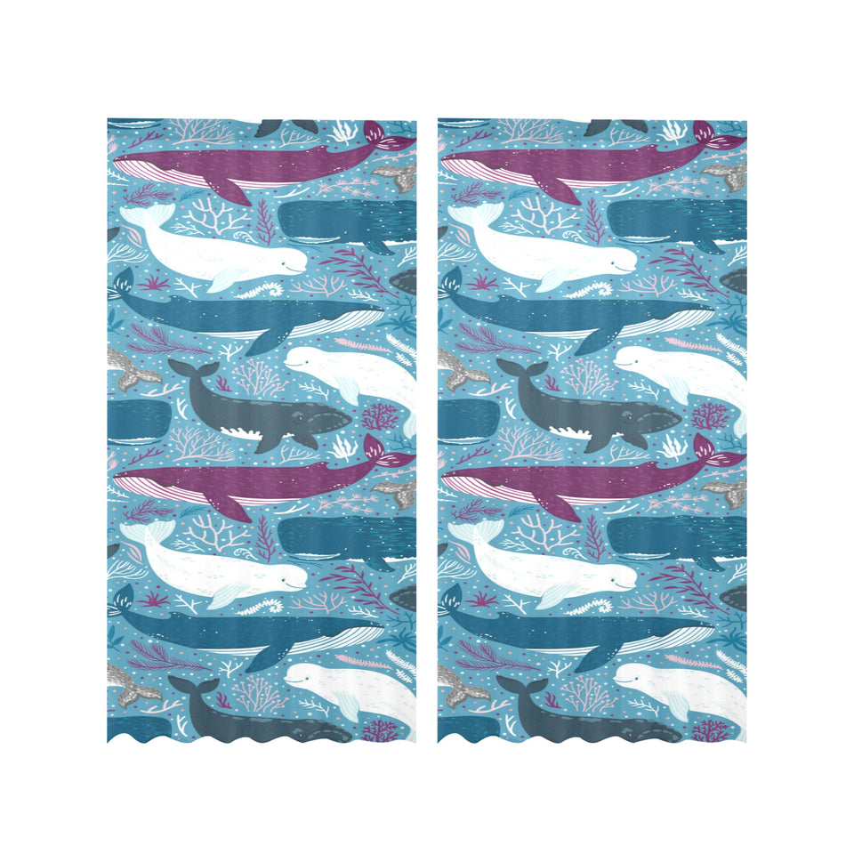 Whale design pattern Gauze Curtain