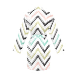 zigzag chevron paint pattern Women's Long Sleeve Belted Night Robe